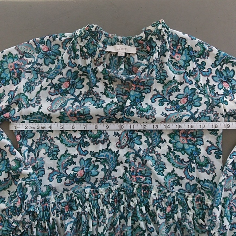 Loft Floral Paisley Peplum Blouse Top - Picture 5 of 8